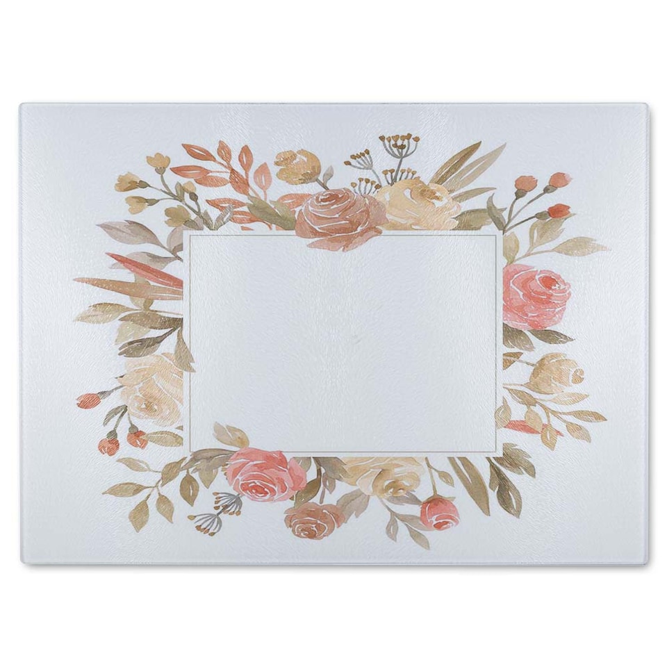 image 1 of Flower Border Glass Chopping Board | Multi