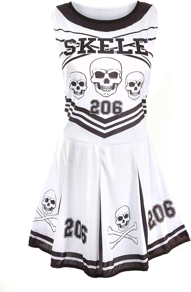 image 1 of Skeleton Cheerleader Costume | White | M