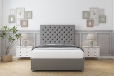 Sloomy Mayfair Pewter Dumfries Divan Bed With Mattress 2 Drawers Footend With 26" Strutted Headboard 6' Super King | Grey | Pewter | Super King | 1
