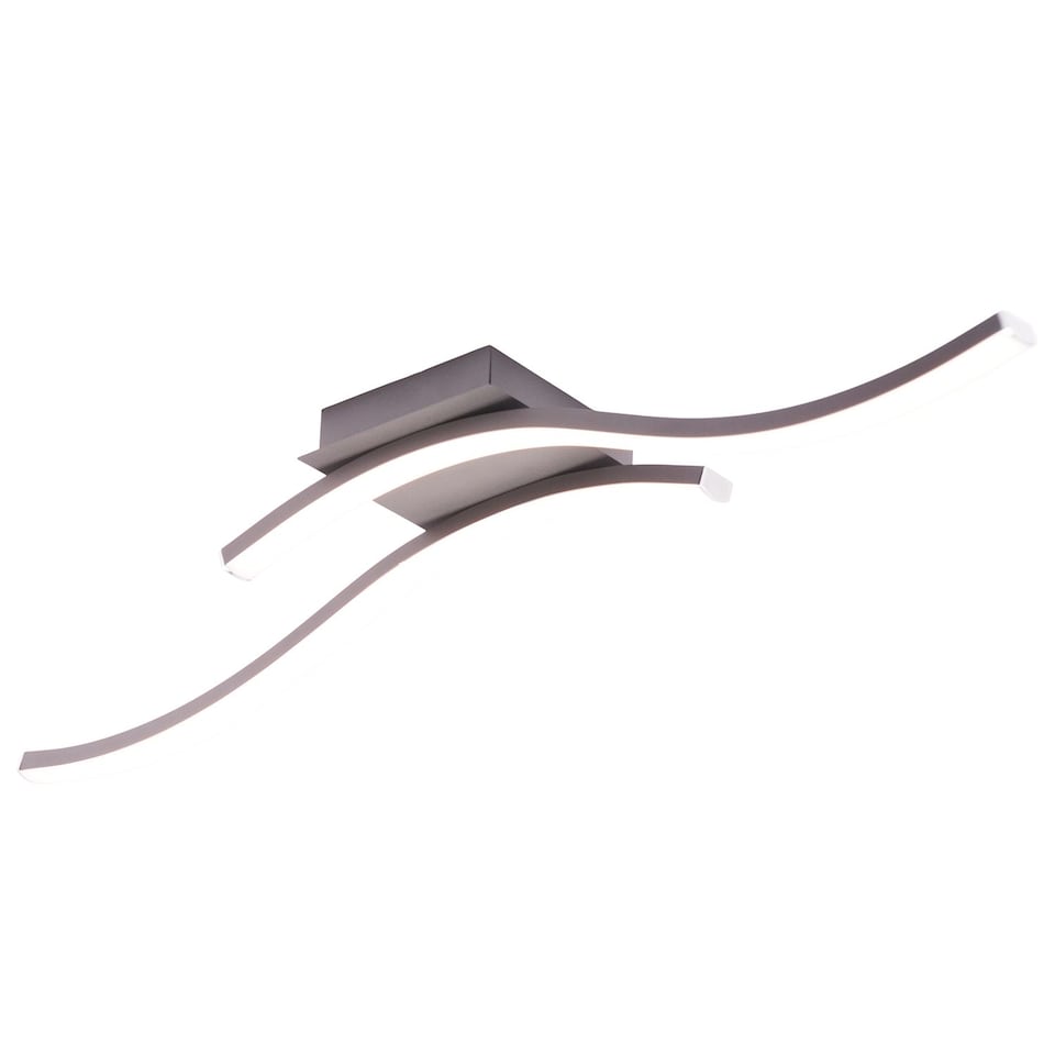 image 1 of Modern Double Wavy Strip Flush LED Powered Ceiling Light Fitting in Grey Sand | Grey | Grey | 1