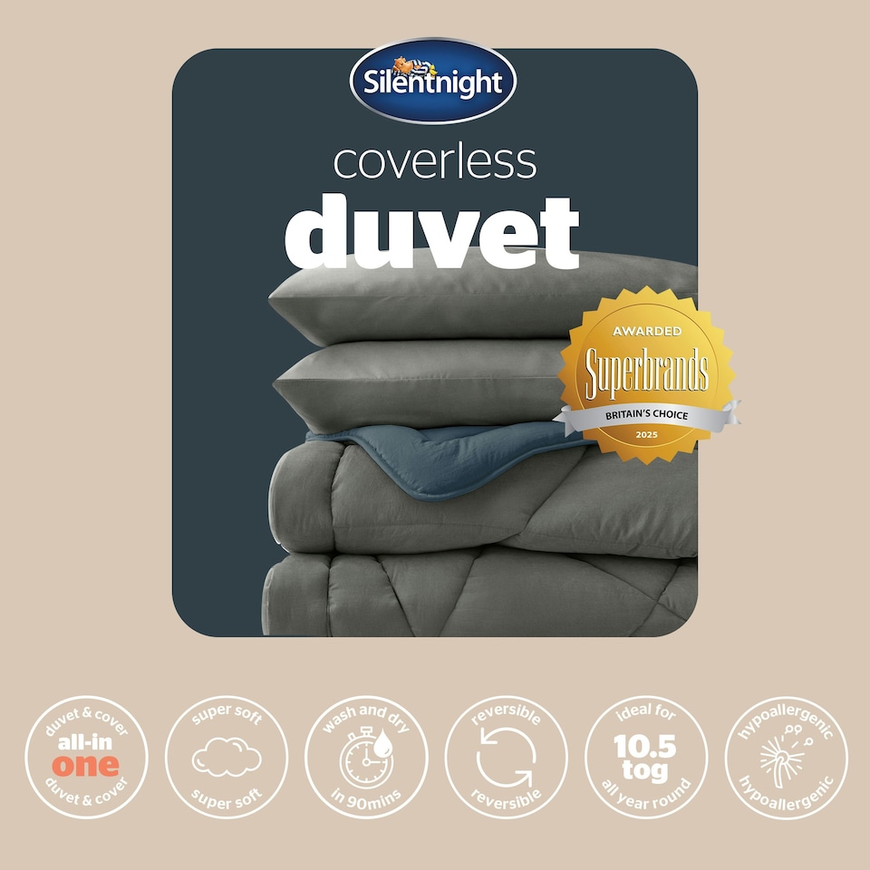 image 1 of Silentnight Coverless Duvet and Pillowcase Set, Washed Effect, Reversible - Blue Charcoal | Blue | Charcoal Reverse