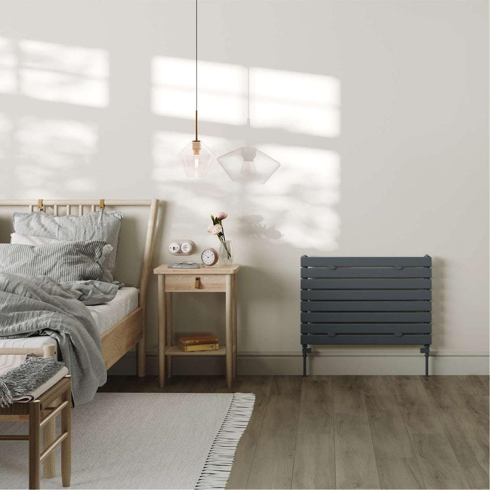 image 1 of Typhoon Axis Horizontal Single Panel Bathroom Radiator - Anthracite Grey (H) 544mm x (W) 800mm