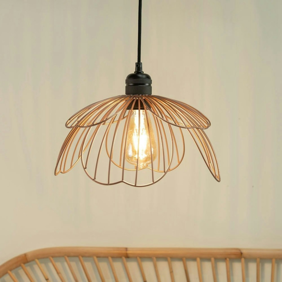 image 1 of ValueLights Rose Metal Painted Pink Dome Ceiling Pendant Shade | Pink