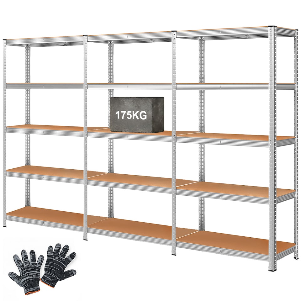 image 1 of 3 x 5 Tier Metal Shelf Storage Unit Shelving Shelves Racking Warehouse Rack Shed
