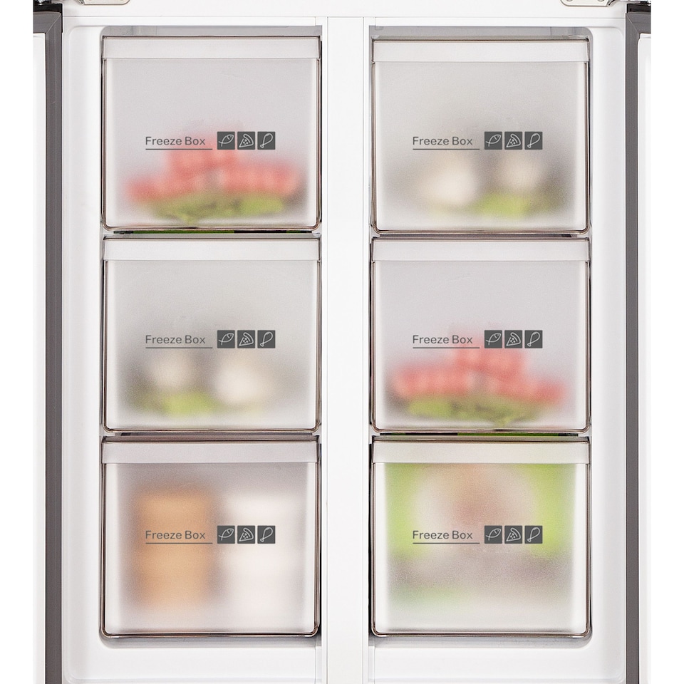 image 1 of HYE 403 Litre Frost Free French Door American Fridge Freezer, 70cm, Black - RF01AMFD403B07