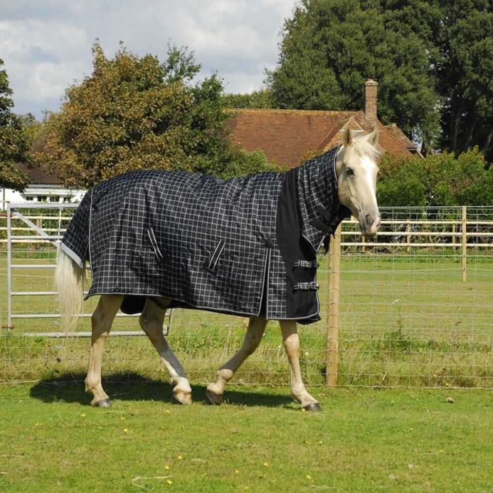 image 1 of Rhinegold Elite Full Neck Montpelier Rug Black | Colour: Black/White Check
Size: 4ft 6