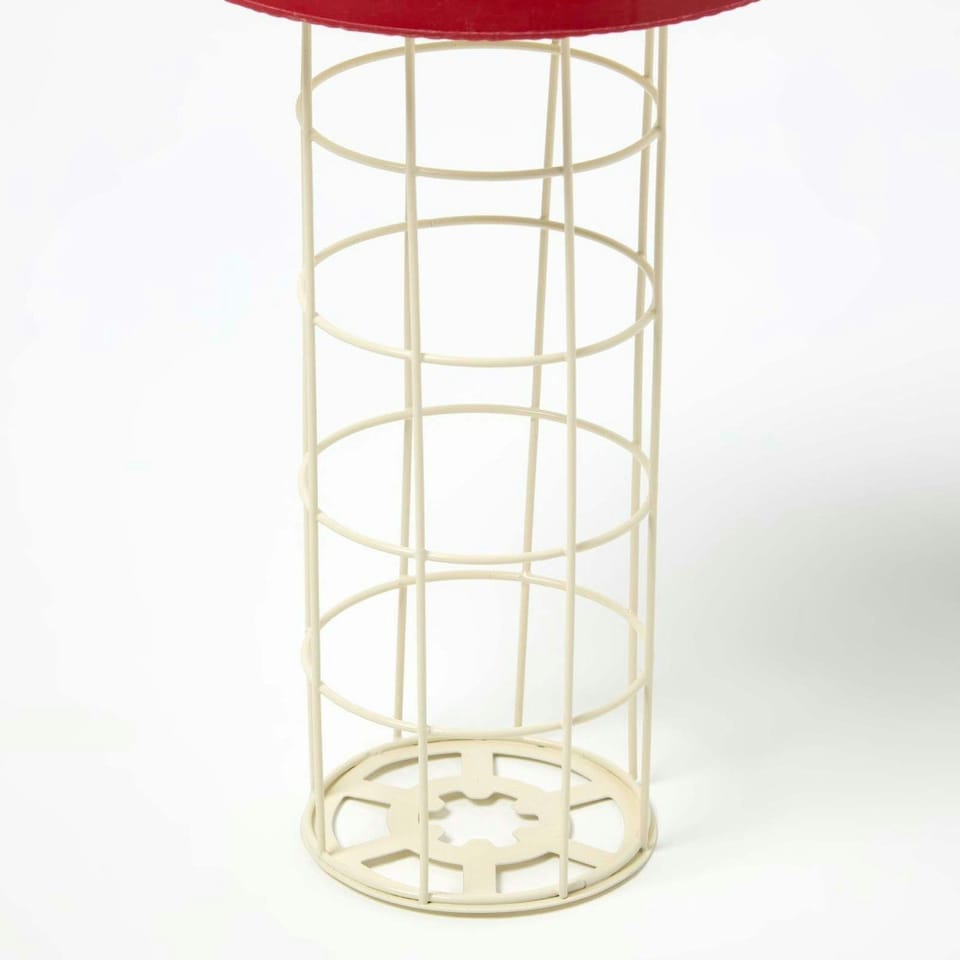 image 1 of Homescapes Tall Red Mushroom Hanging Bird Feeder