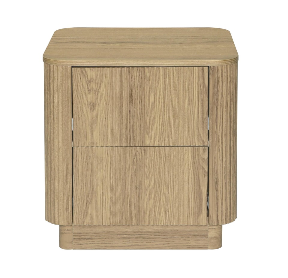 image 1 of Winthorpe Wooden 2 Drawer Bedside Cabinet Nightstand Table Oak