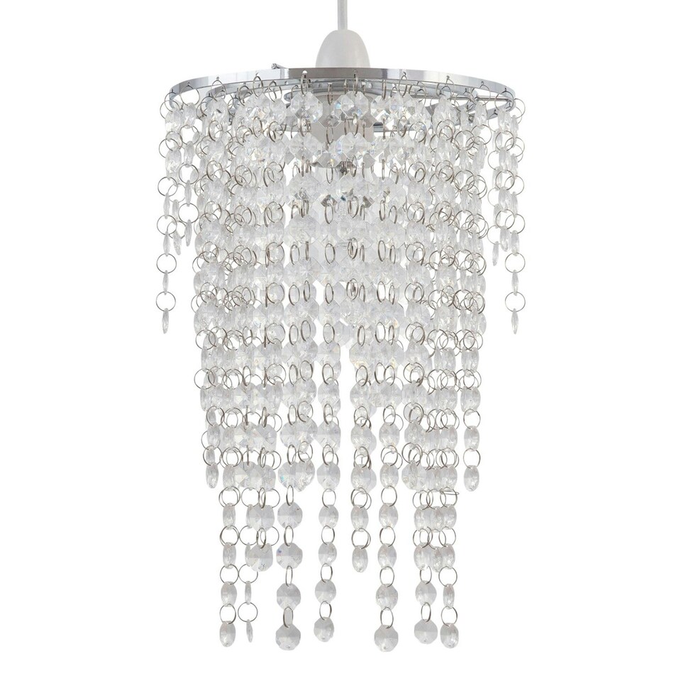 image 1 of First Choice Lighting Cleared Jewelled Waterfall Light Shade Clear | Chrome