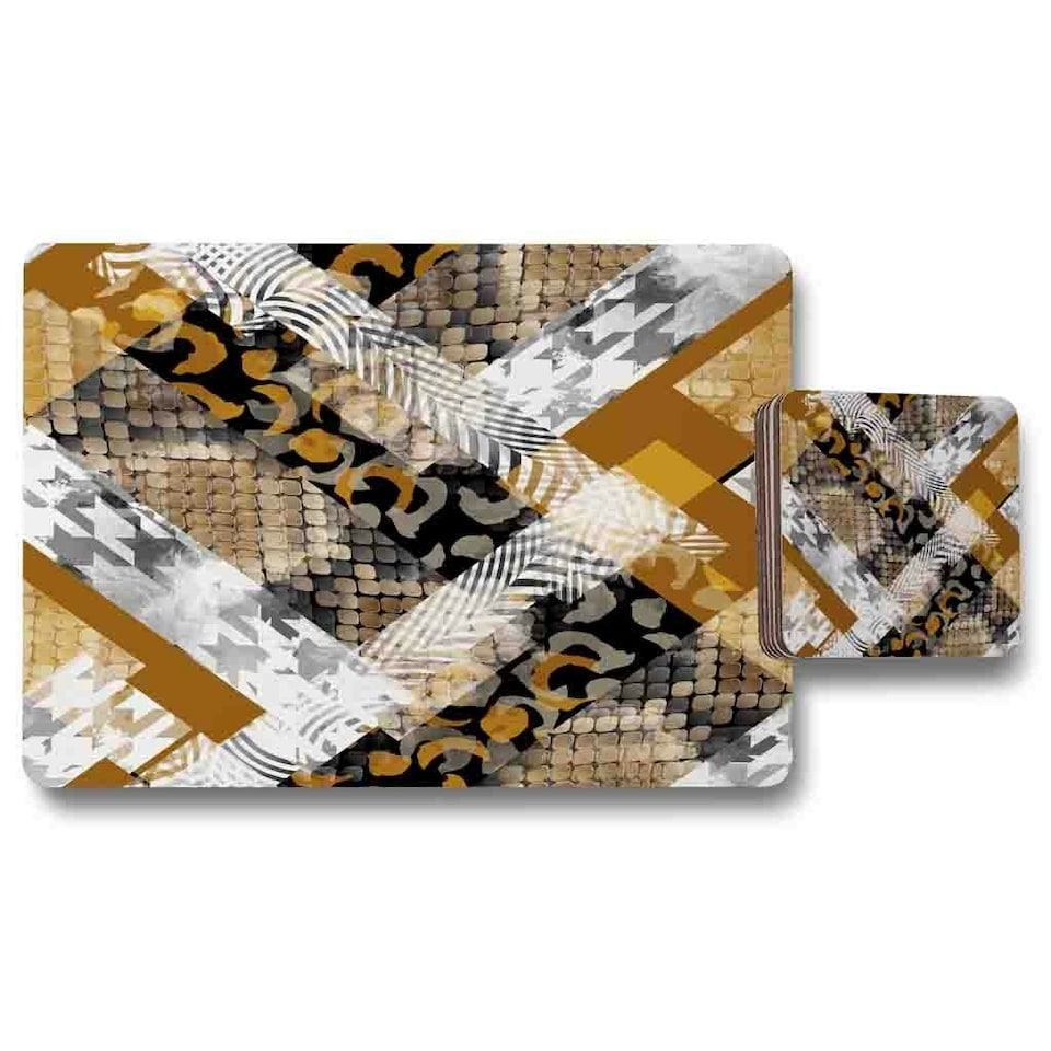 Geometric Snake Skin & Patterns (Placemat & Coaster Set)