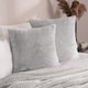 image 2 of OHS 2 x Soft Waffle Textured Fleece Cushion Covers, 45x45cm - Silver