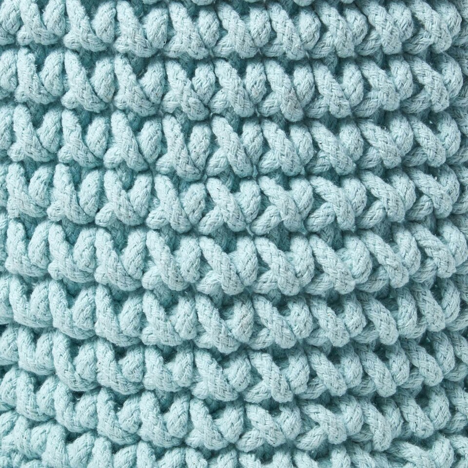 image 1 of Homescapes Pastel Blue Cotton Knitted Round Storage Basket - 37 x 21 cm Blue | M