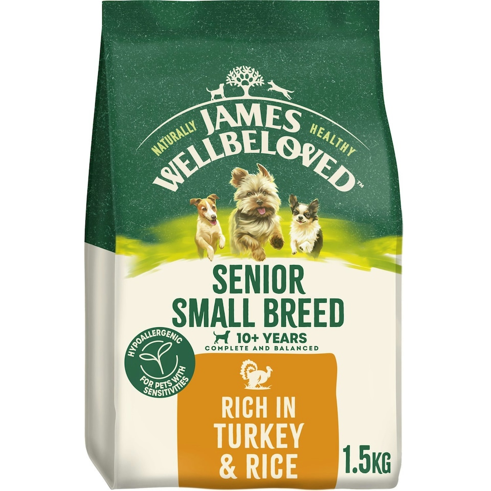image 1 of James Wellbeloved Senior Small Breed Complete Dry Dog Food Turkey & Rice 1.5kg