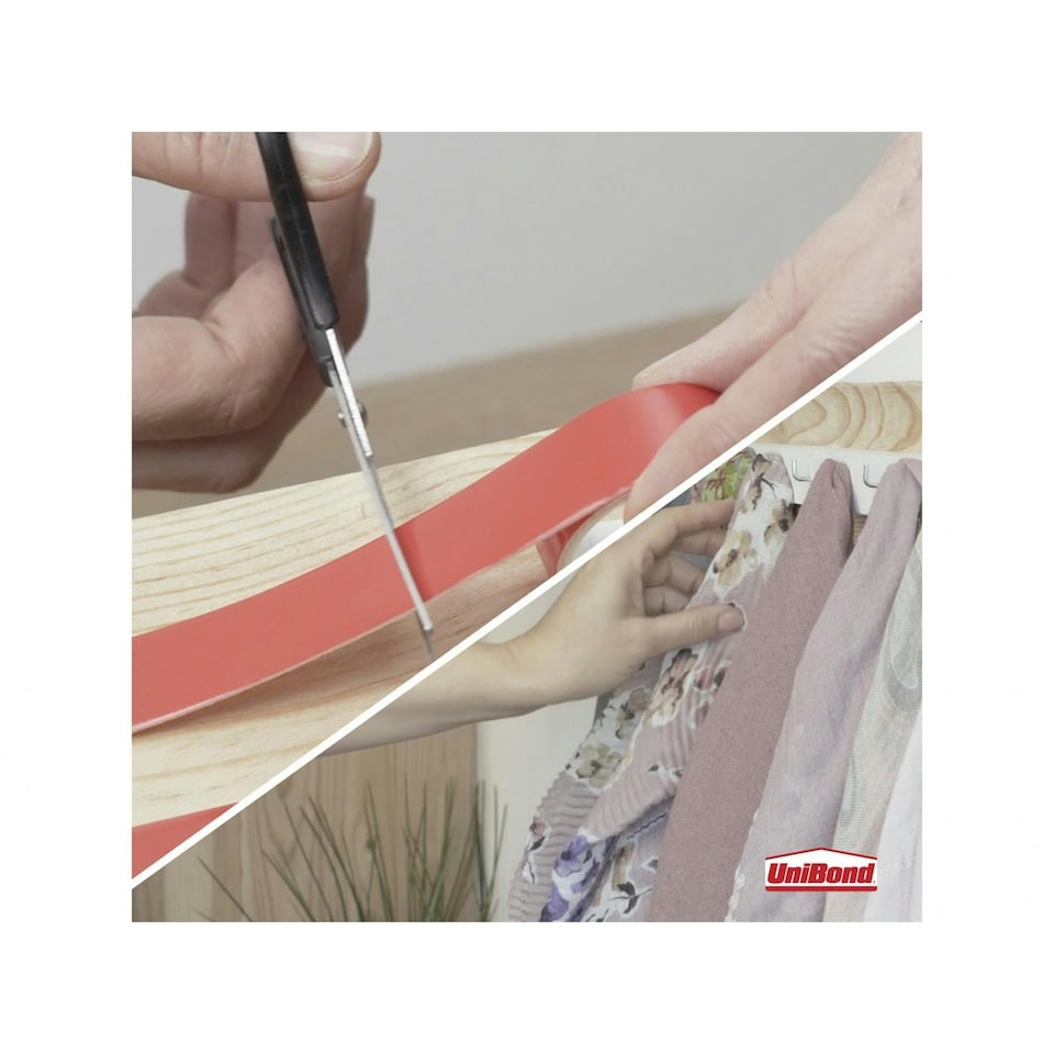image 1 of Unibond No More Nails Indoor & Outdoor Permanent Mounting Tape Roll 19mm X 1.5m - Multi Colour - One Size