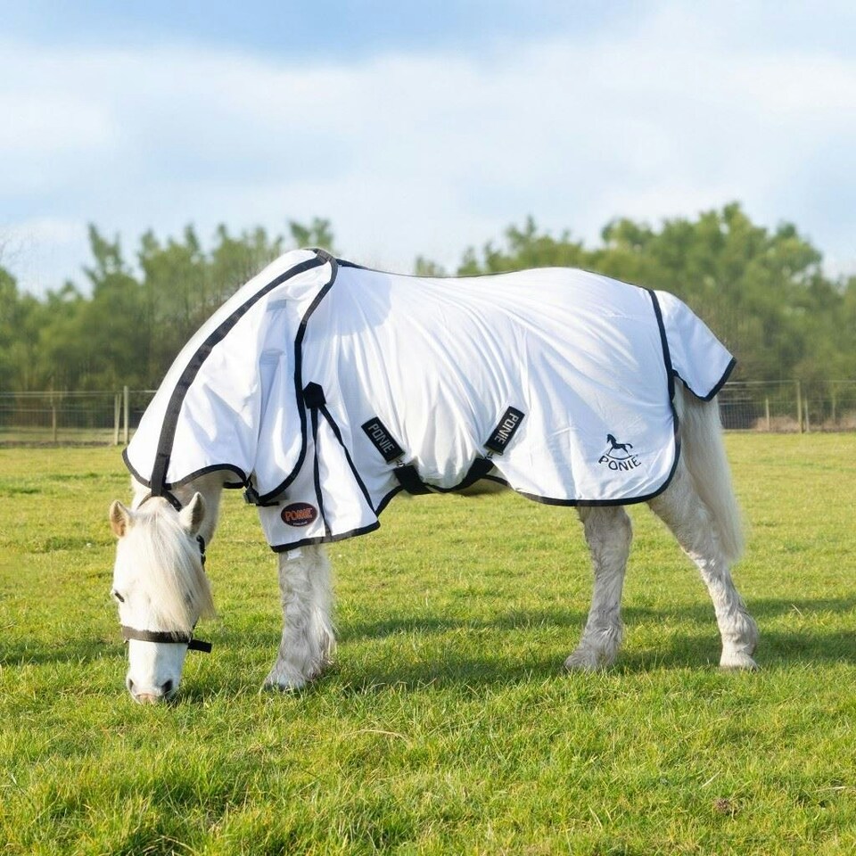 image 1 of Gallop Equestrian Ponie Dual 5-Point Fly Rug & Neck Set White | Size: 4ft 6
Colour: White