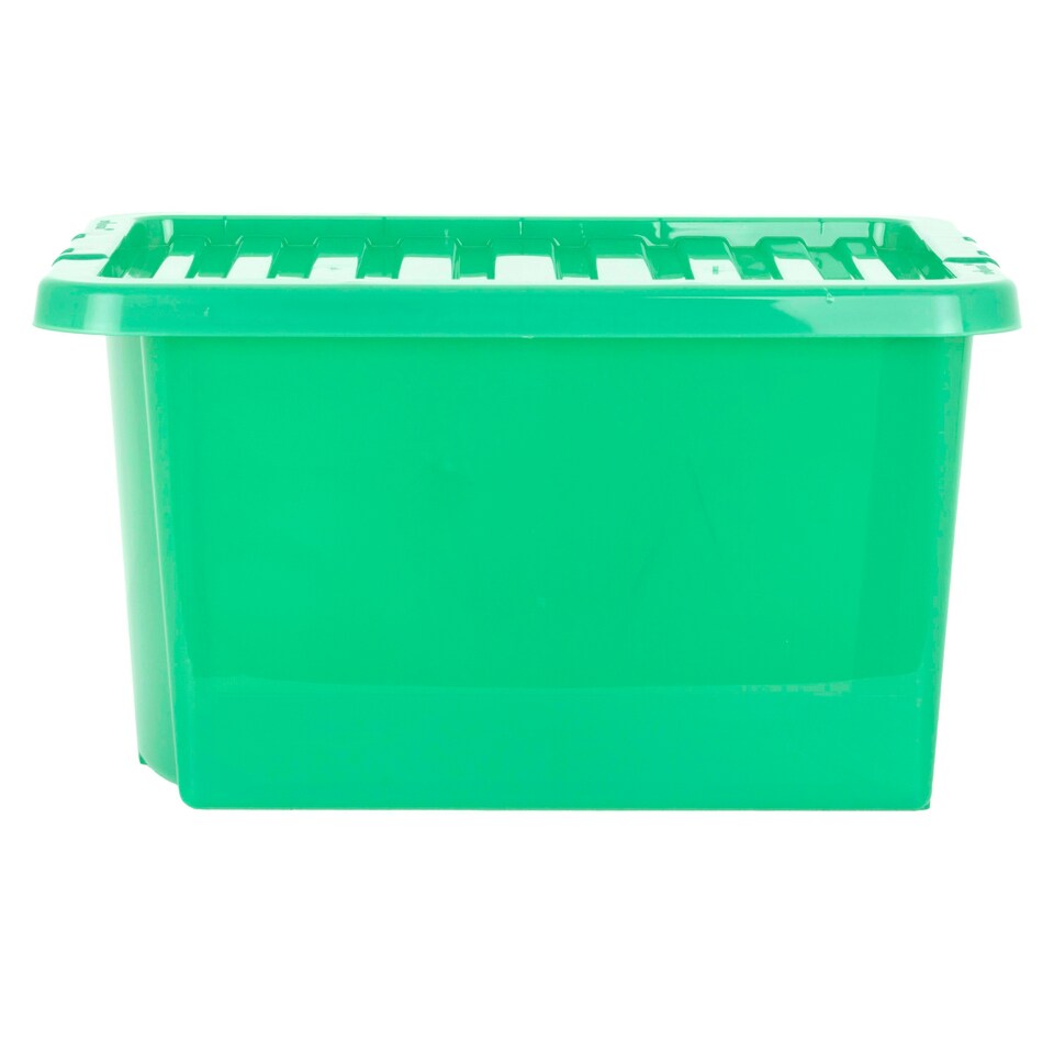 image 1 of Wham Crystal 5 x 28L Stackable Plastic Storage Boxes with Lids Green
