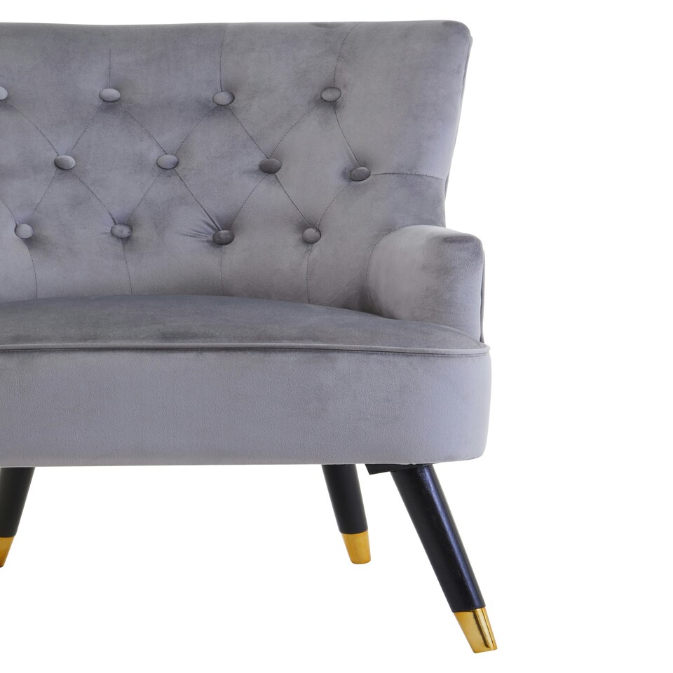 image 1 of Interiors by Premier Grey Velvet Tufted Chair, High quality Velvet Dining Chair, HighBack Grey Accent Armchair