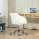 image 2 of HOMCOM Fluffy Vanity Chair for Desk, with Height Adjustable, Wheels, Cream