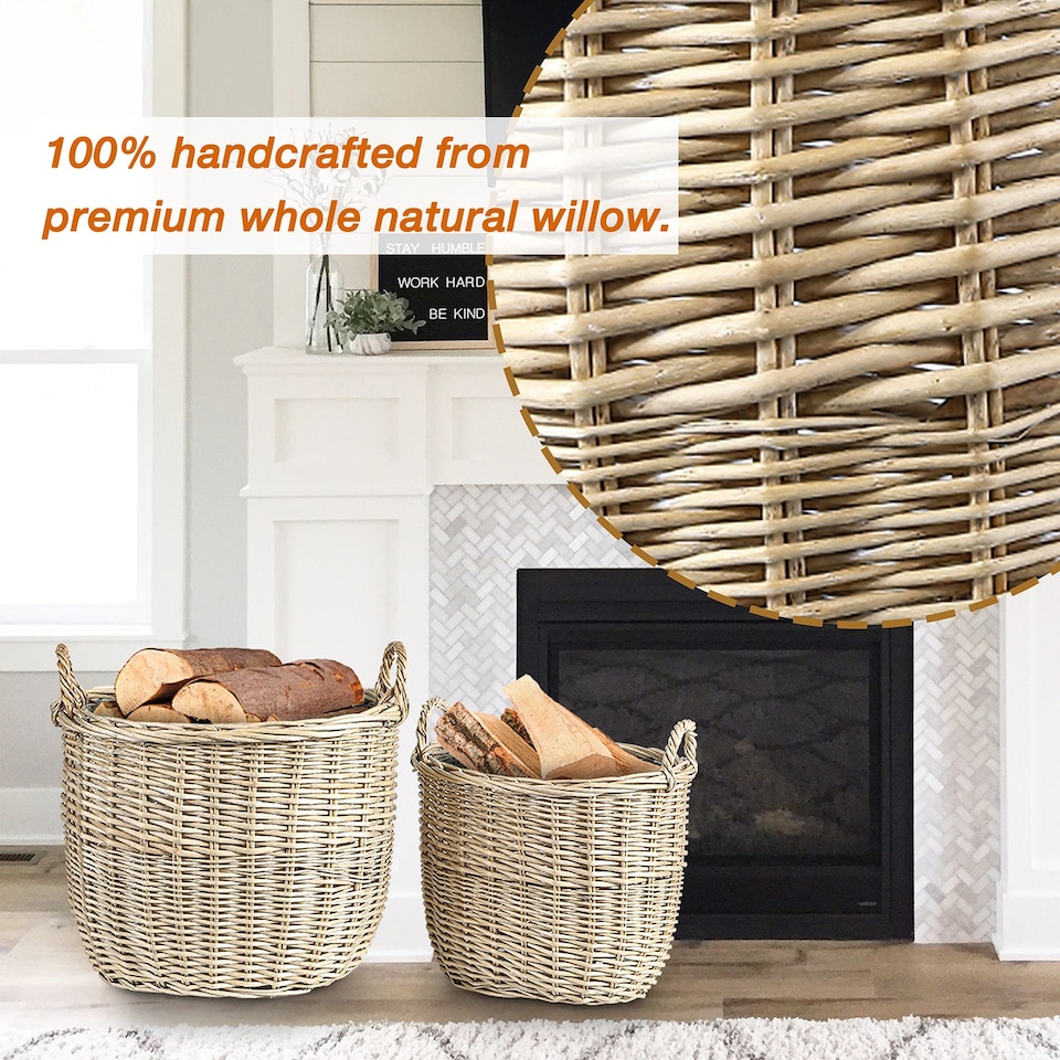 image 1 of Wickerfield Oval Wicker Log and Storage Basket with Handles