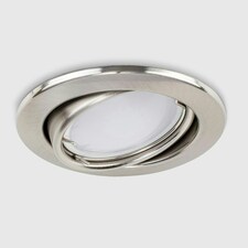 ValueLights 6 Pack Fire Rated Brushed Chrome Tiltable GU10 Recessed Ceiling Downlights | Chrome