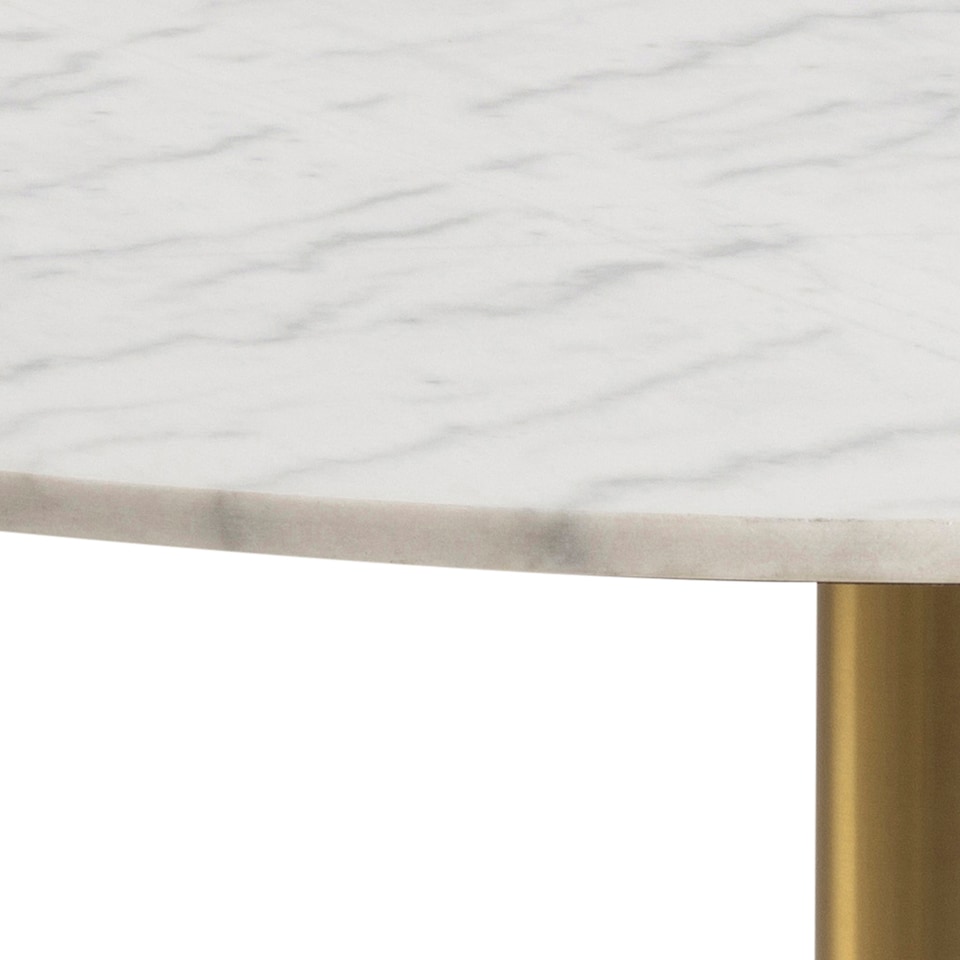 image 1 of Corby Round Dining Table with White Polished Marble Top & Gold Base inc 4 Brooke Dining Chairs in Beige