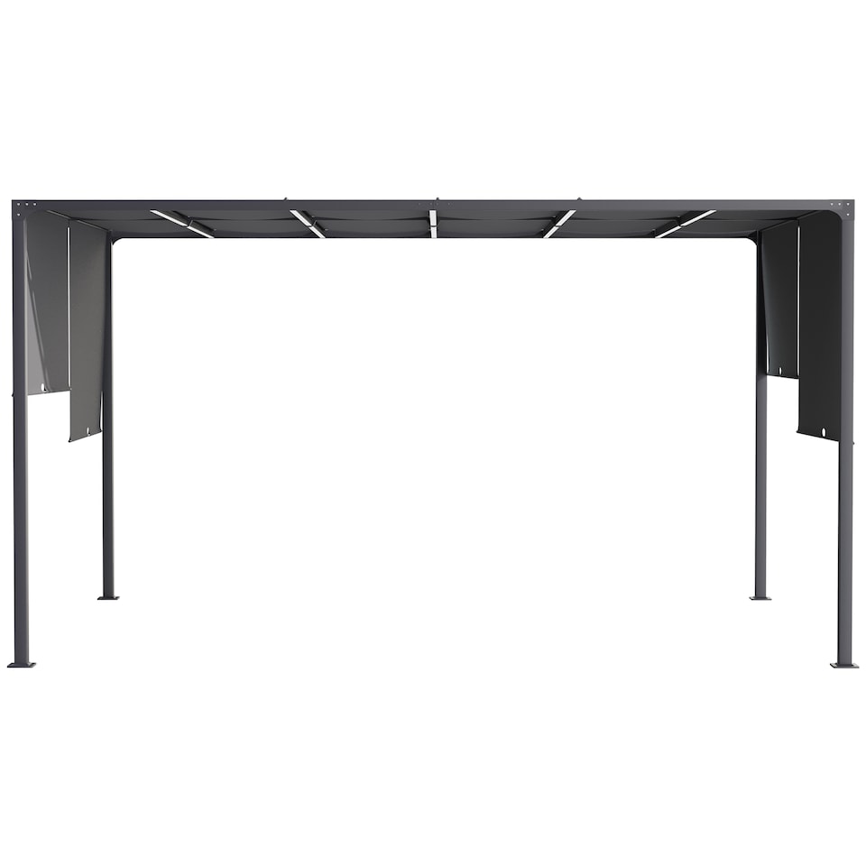 image 1 of Outsunny 3m x 4m Pergola with Solar LED Lights, Garden Gazebo with Sliding Roof, Steel Frame, Outdoor Sun Shade Shelter for Patio Balcony Porch, Dark Grey