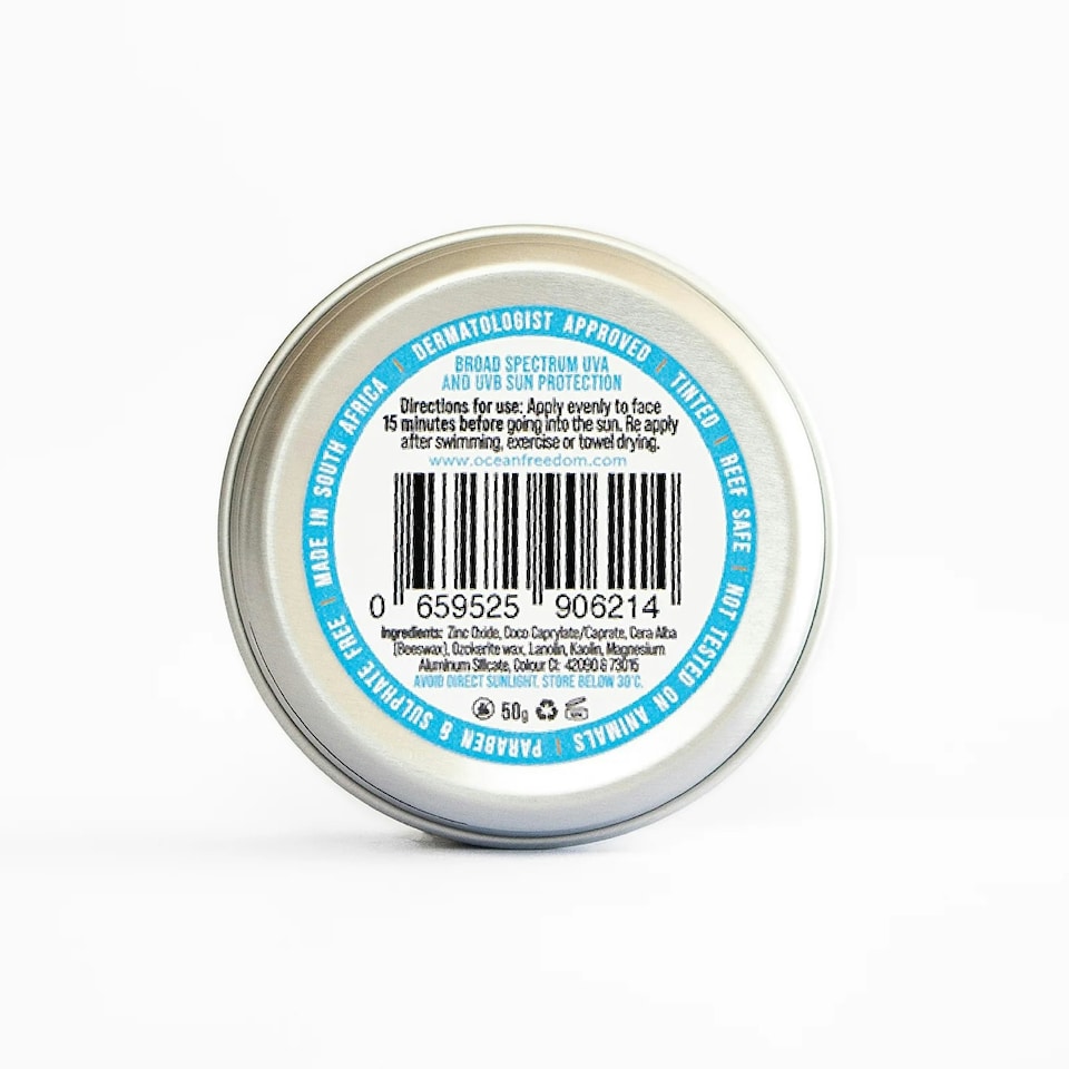 image 1 of Ocean Freedom Surf Clay Mineral Zinc Sun Cream SPF 50+ Blue Tint 50g