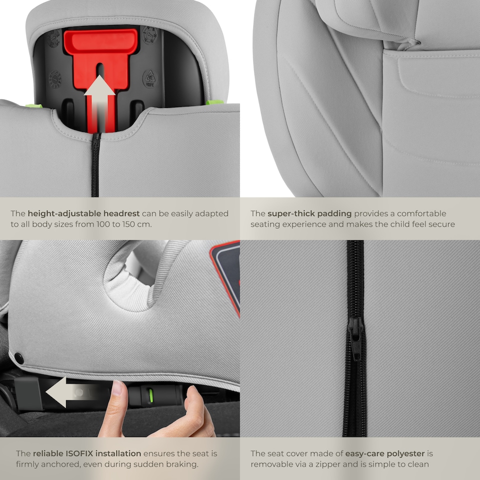 image 1 of Car Seat Levi - ECE R129-03, i-Size and ISOFIX approved, washable cover | Grey | light grey | 45 x 48 x 81 cm | 1