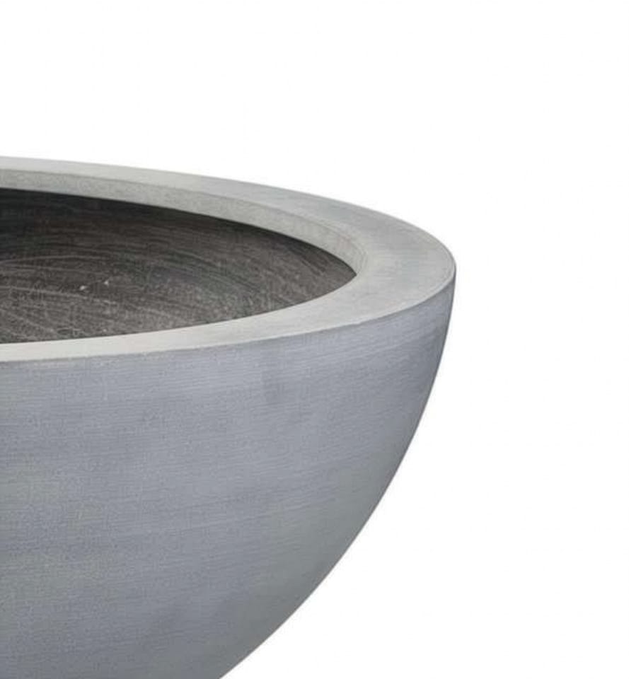 image 1 of Primrose Large Grey Polystone Lismore Low Round Indoor Outdoor Garden Planter 70cm