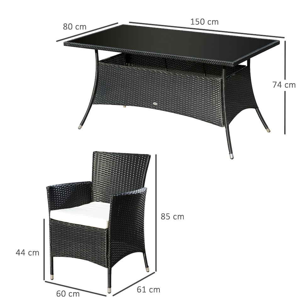 image 1 of Outsunny 7pc Outsunny Outdoor Dining Rattan Garden Furniture Set