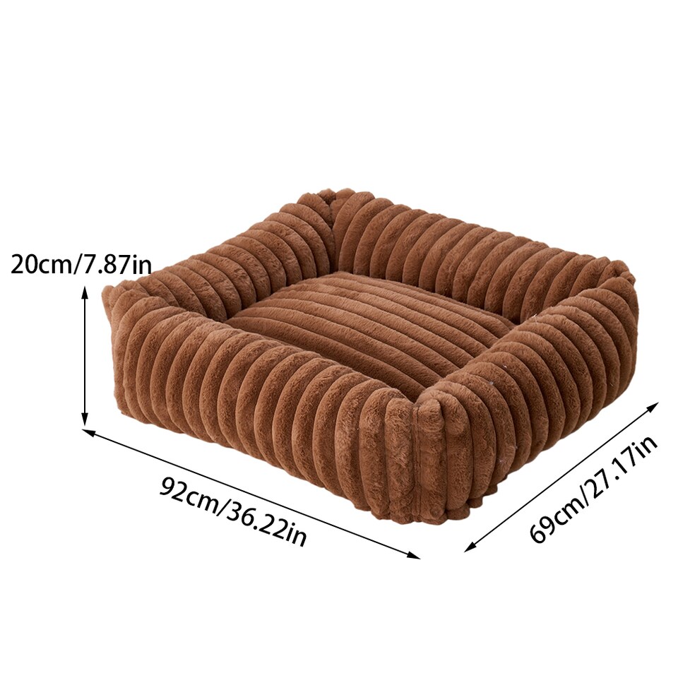 image 1 of Living and Home Soft Dog & Cat Bed,Pet Bolster Bed | Brown | Brown | L | 1