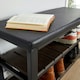 image 6 of Spalding Black Metal Shoe Bench with Two Storage Shelves - Perfect for the Hallway Black