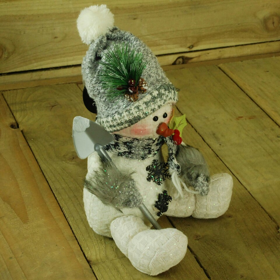 image 1 of 30cm Christmas Indoor Grey Sitting Snowman - Spade