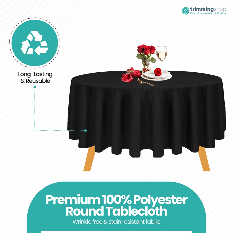 image 1 of Round Polyester Tablecloth, Premium Linen Table Cover - 108 Inch