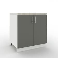 JD Greta Adjustable Legs Kitchen Base Unit 800mm Storage Cabinet With Door Shelf 80cm - Grey Matt With Worktop