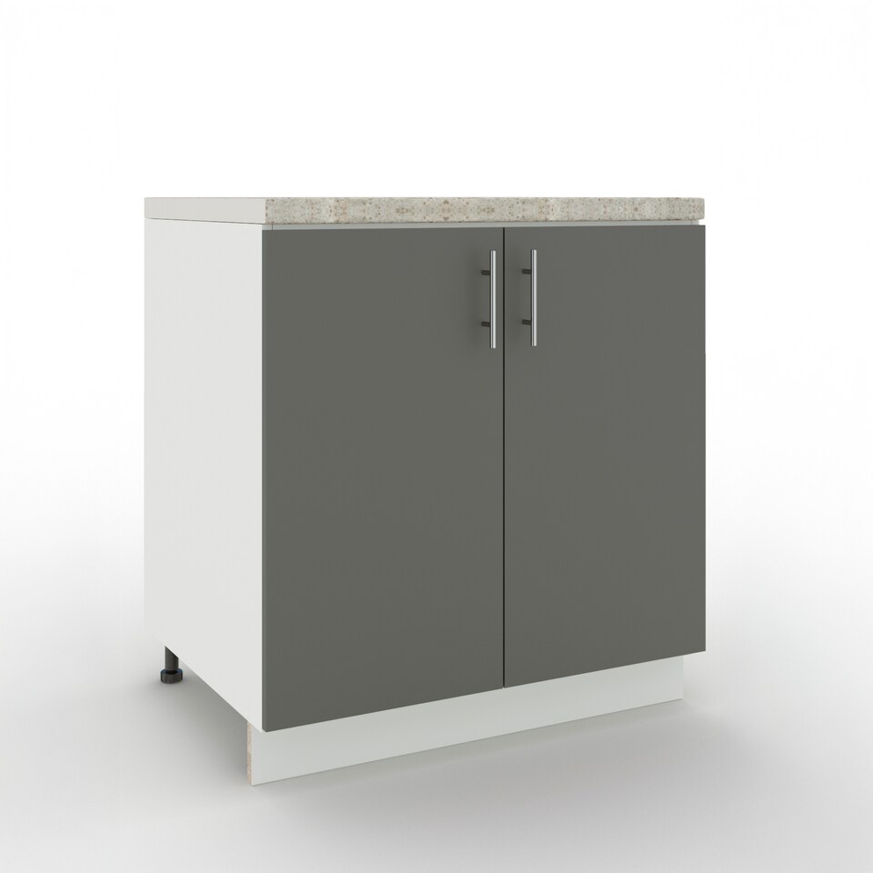 image 1 of JD Greta Adjustable Legs Kitchen Base Unit 800mm Storage Cabinet With Door Shelf 80cm - Grey Matt With Worktop