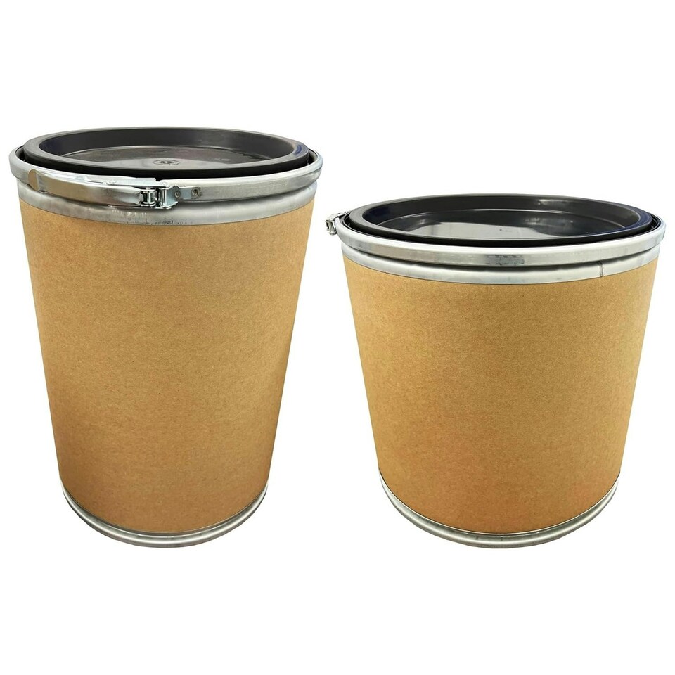 image 1 of 120 Litre Cardboard Fibre Keg Shipping Barrels With Lever Lock & Lid For Powders & Granules Brown
