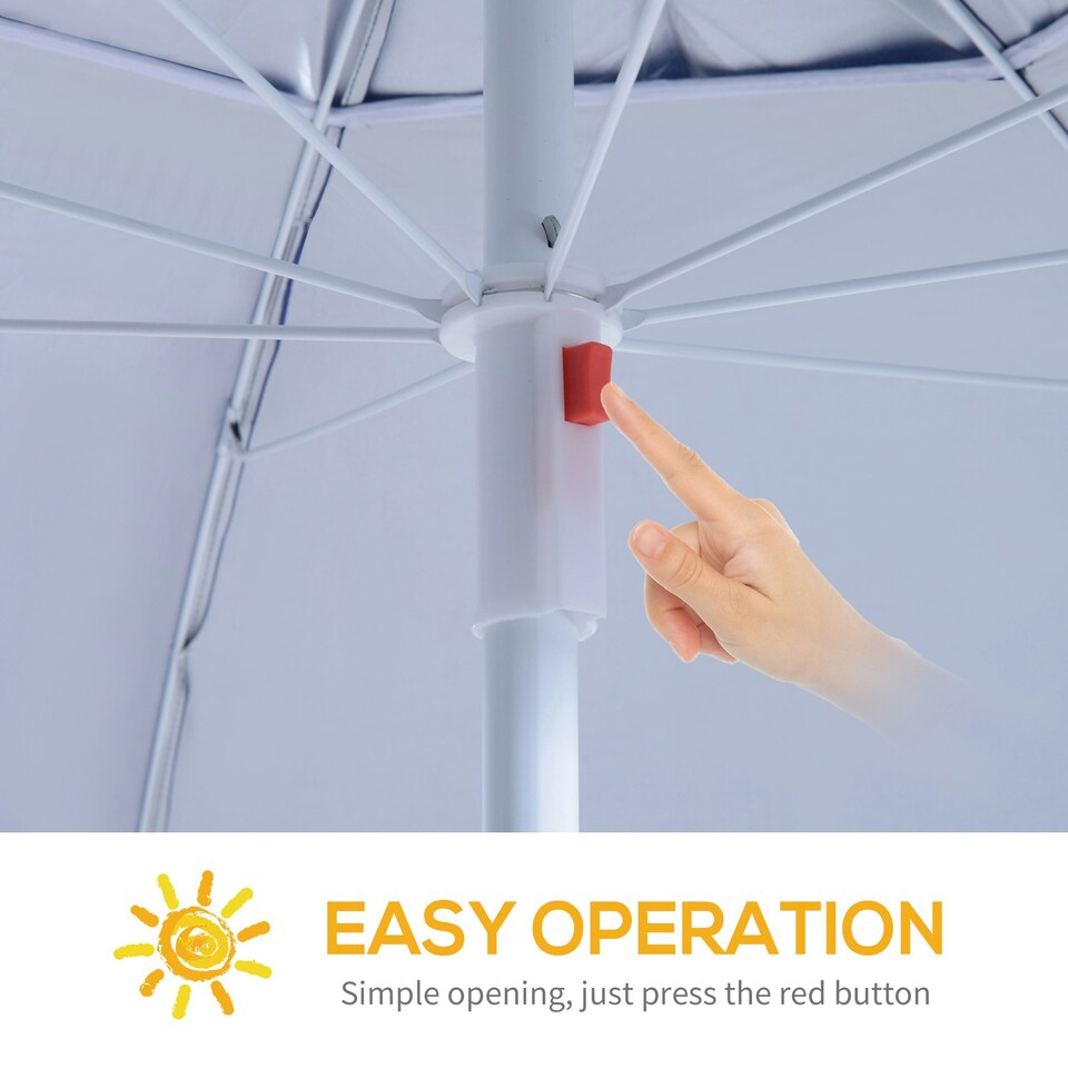 image 1 of Outsunny 2m Beach Umbrella Sun Shelter 2 in 1 Umbrella UV Protection Steel Blue