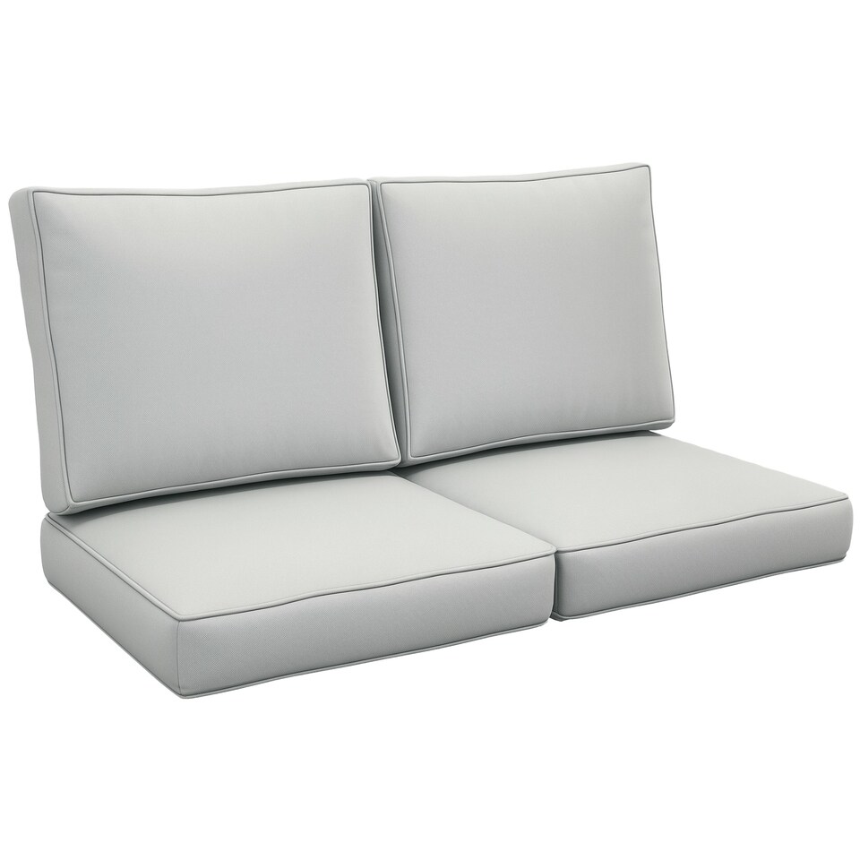 image 1 of Outsunny 2 Seater Outdoor Seat Cushions, Water Repellent Seat Pads with Backrest