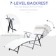 image 3 of Outsunny Sun Lounger Steel Frame Outdoor Folding Chaise Texteline Lounge Chair Recliner with Headrest & 7 Levels Adjustable Backrest, Cream White