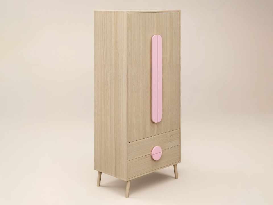 image 1 of Flair Noah 2 Door Wardrobe with 2 Drawers Oak & Pink