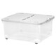 image 2 of 2 x 80L Clear Plastic Stackable Wheeled Storage Containers With Folding Split Lids Clear