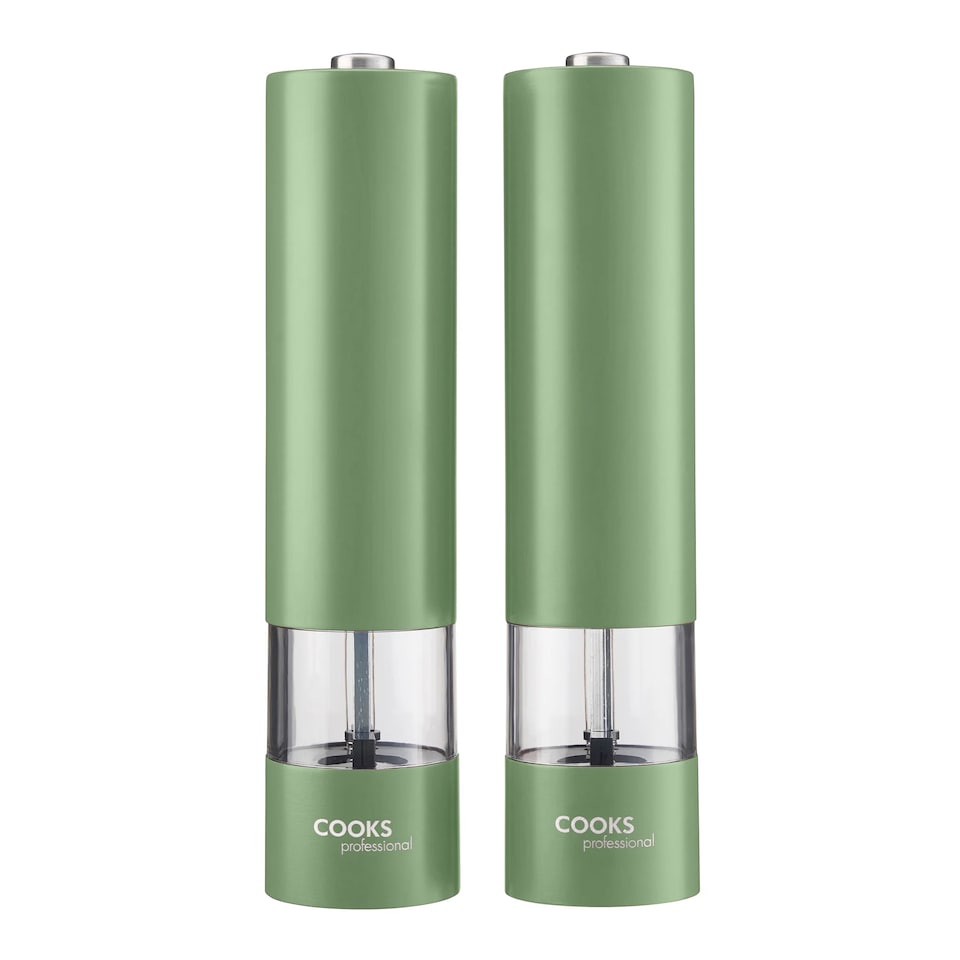 image 1 of Cooks Professional Electric Salt & Pepper Mill Set with Bamboo Base