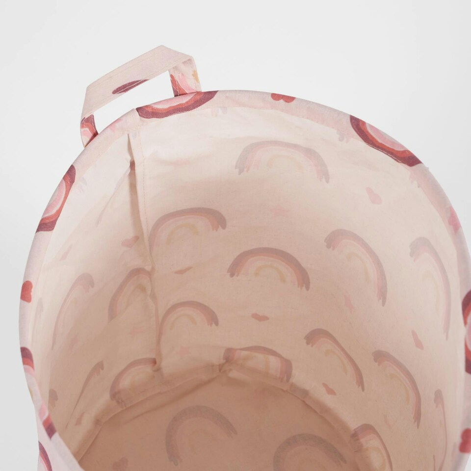 image 1 of OHS Kids Rainbow Print Round Pop Up Clothes Toy Storage Laundry Basket, 1-2kg - Blush Pink