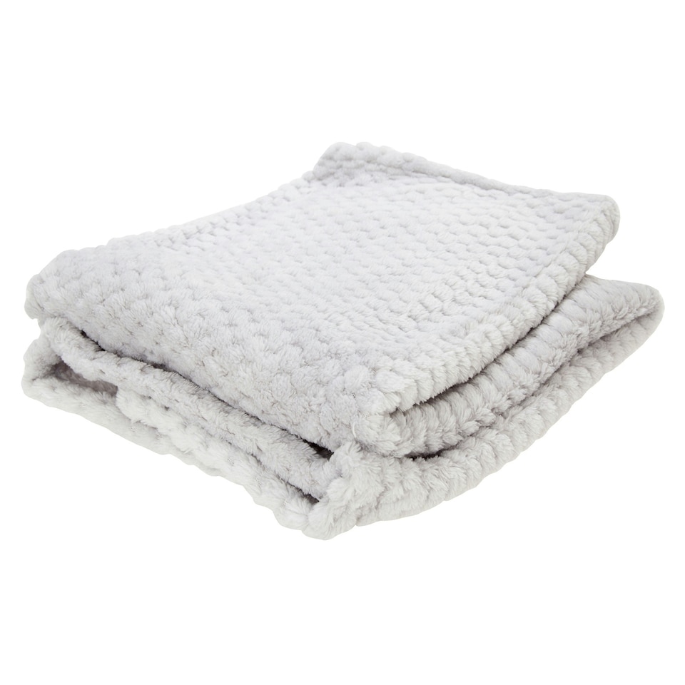 image 1 of Baby Boys/Girls Supersoft Waffle Textured Blanket - Grey - 75 x 90cm