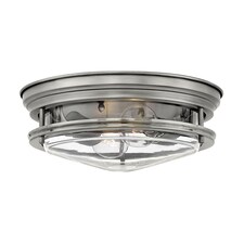 Hinkley Hadrian 2 Light Flush Mount Antique Nickel with Glass IP44