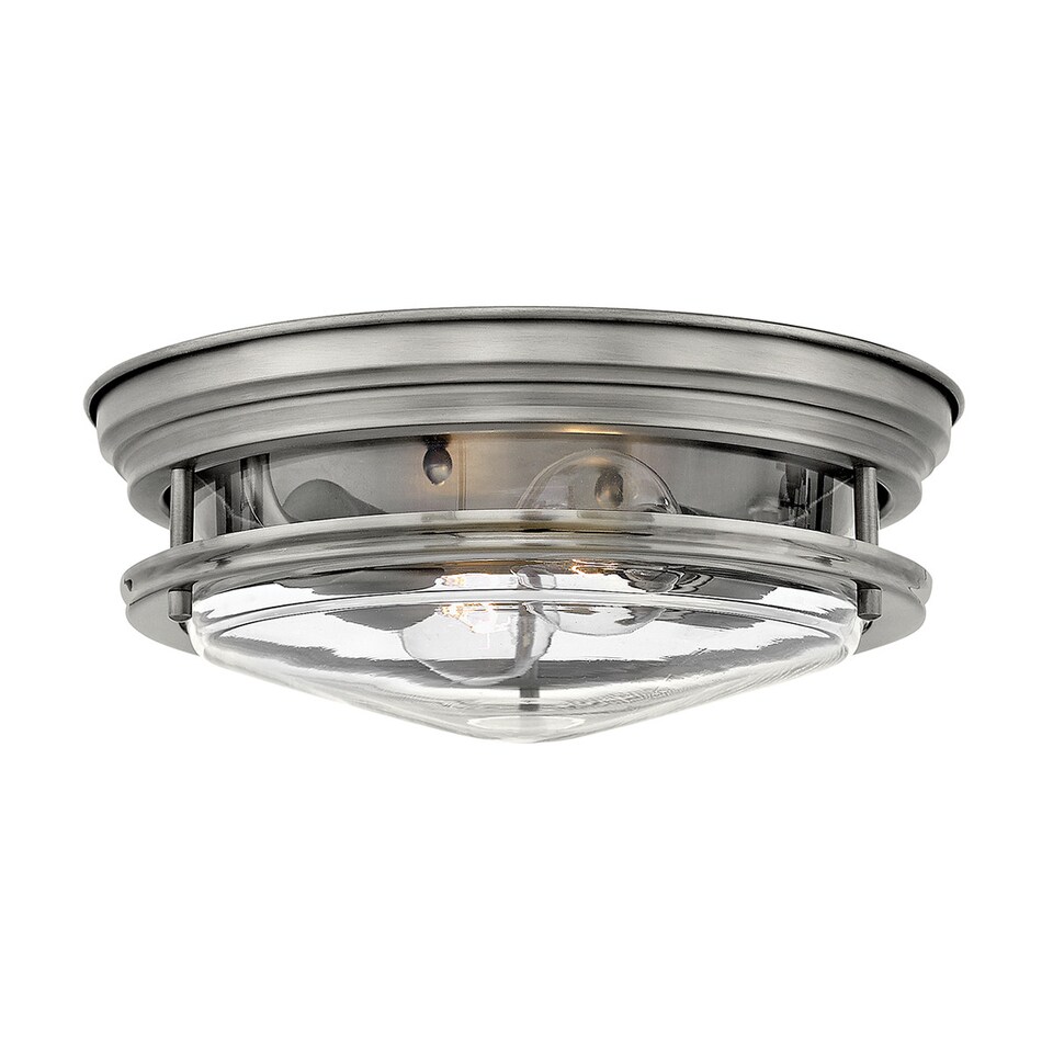 image 1 of Hinkley Hadrian 2 Light Flush Mount Antique Nickel with Glass IP44