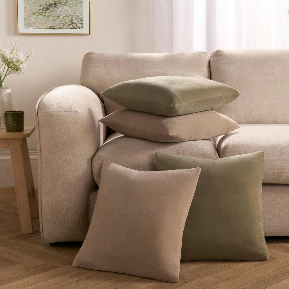 image 1 of OHS 2 x Soft Plain Matte Velvet Cushion Covers, 45x45cm - Natural | Yellow | Natural | 45x45cm | 2