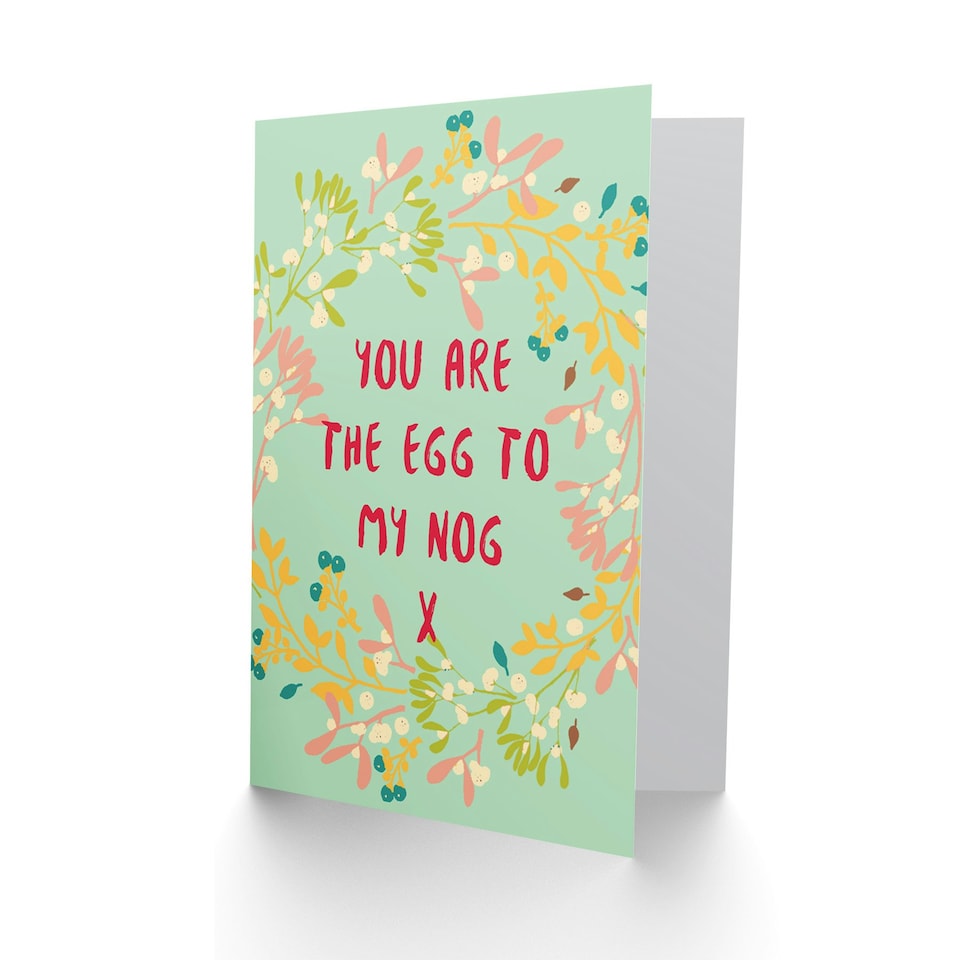 image 1 of Egg To My Nog Wreath Mistletoe Christmas Card