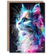 image 1 of Cat Lover Colourful Neon Kitty Portrait For Her Birthday Card
